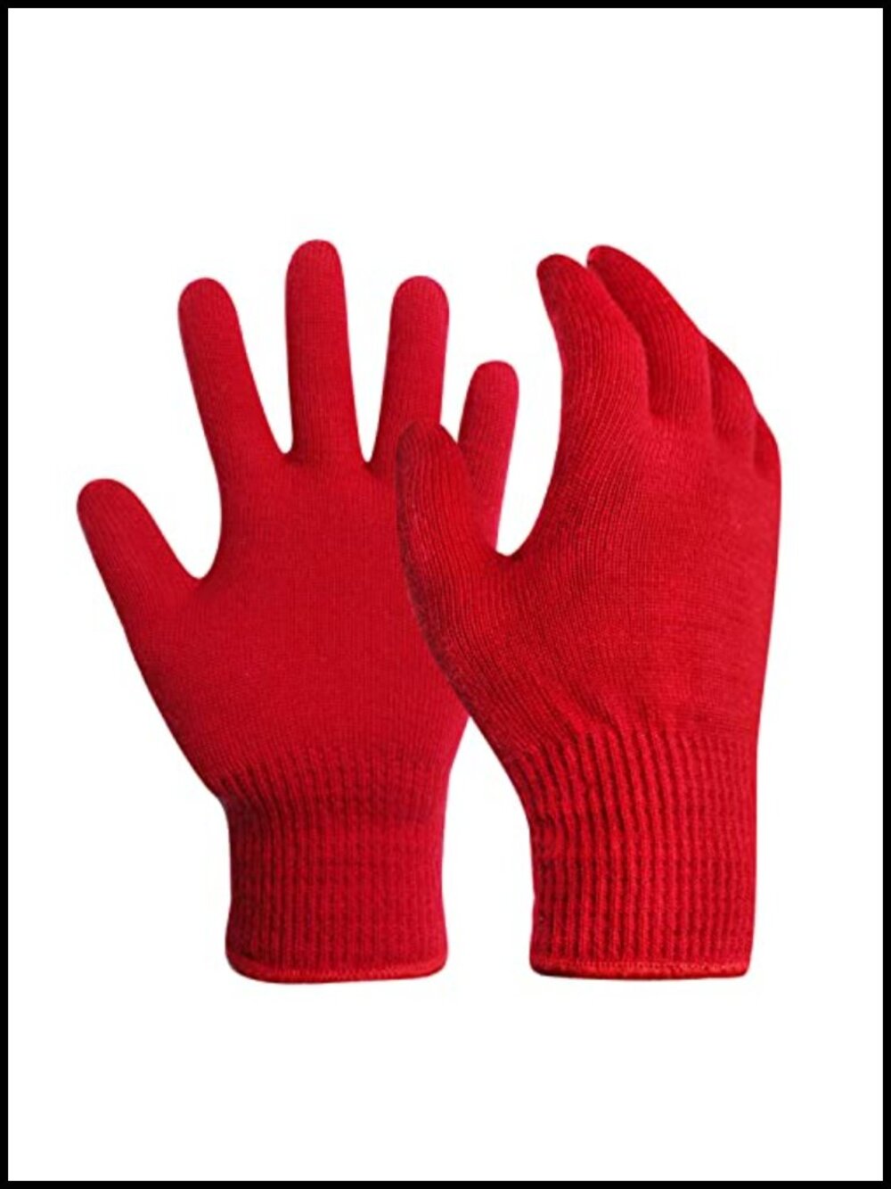 Merino Wool String Knit Liner Gloves Warm Lightweight Pull On